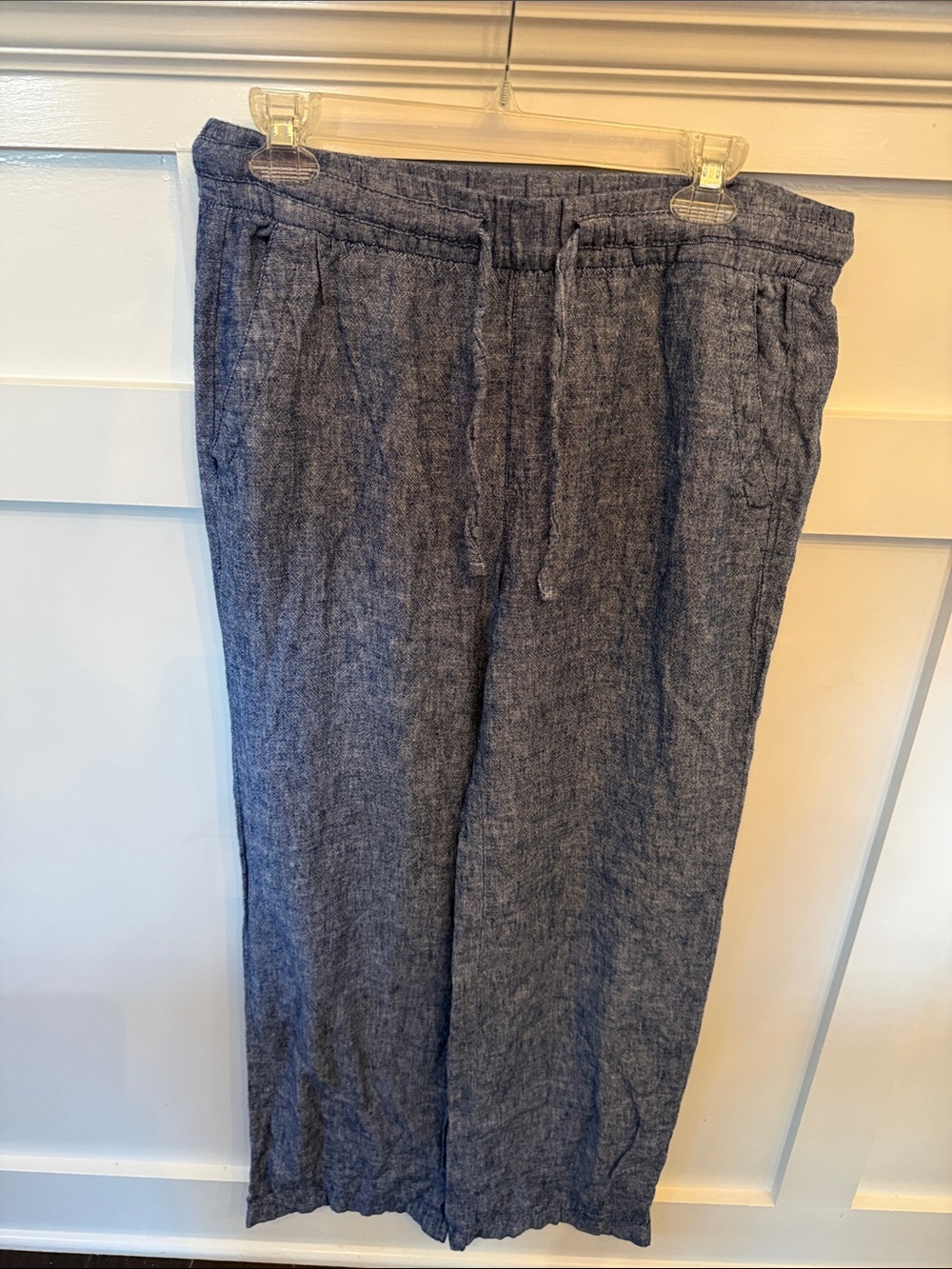 Old Navy Women’s Medium Tall Casual Drawstring Linen-Blend Pants - Blue